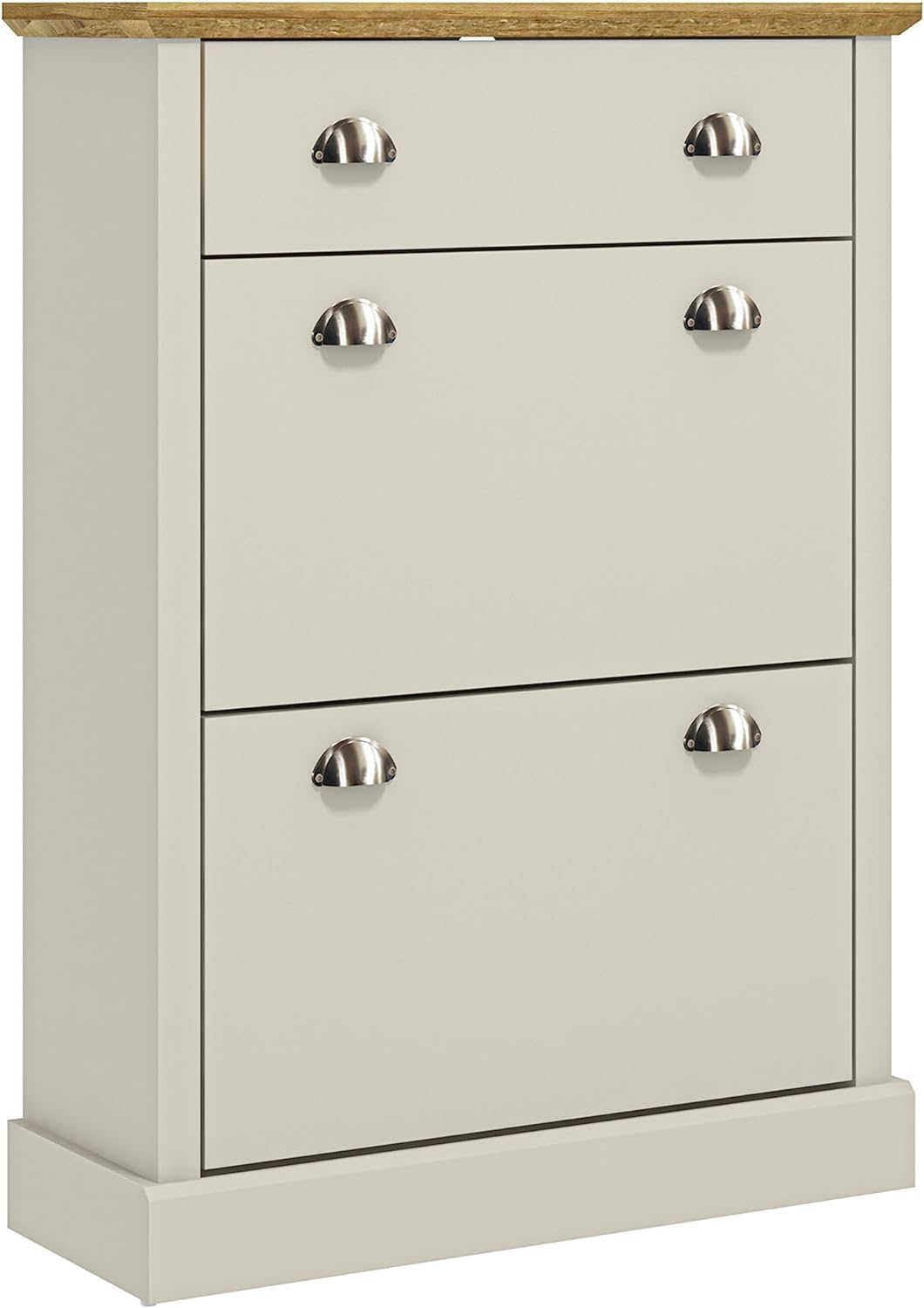 Dulap de pantofi Galano Sofia pentru 12 perechi - Suport de pantofi cu 2 clapete - Montaj ușor, rabatabil îngust pentru pantofi - Mobilier de hol - 28,5 l x 79 l x 108,5 înălțime cm - Gri deschis