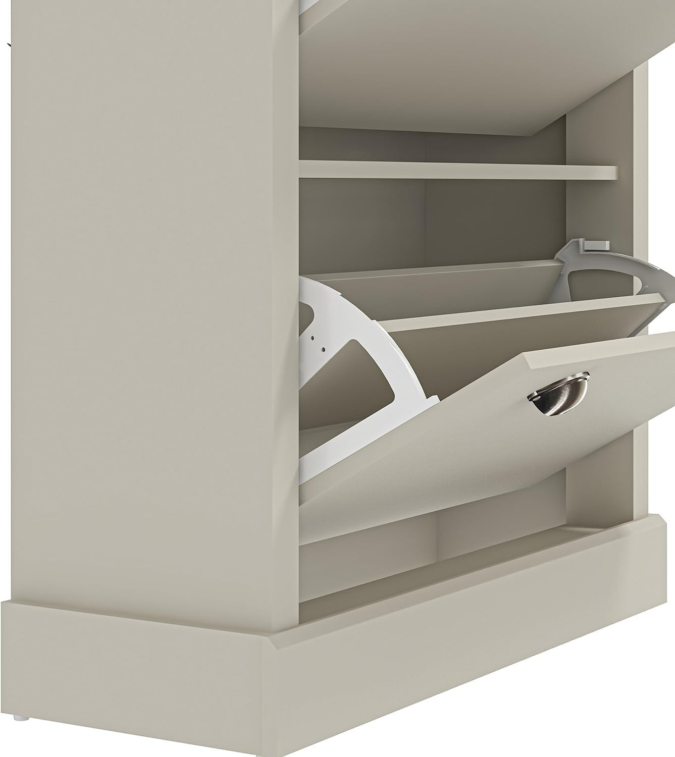 Dulap de pantofi Galano Sofia pentru 12 perechi - Suport de pantofi cu 2 clapete - Montaj ușor, rabatabil îngust pentru pantofi - Mobilier de hol - 28,5 l x 79 l x 108,5 înălțime cm - Gri deschis