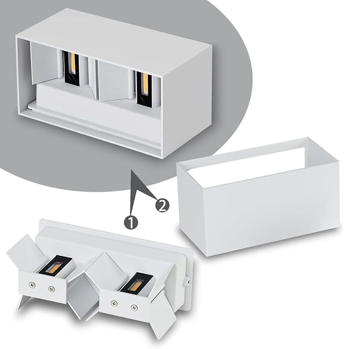 Lampa LED 20W de perete moderna Exterior/Interior, IP65 Aplica LED impermeabil pentru alee, gradina, sufragerie, dormitor, hol, scara (alb/alb rece)