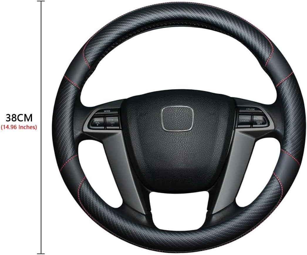 Husa volan, Romanbin, Premium, Fibra de carbon si Piele, Suprafata Antiderapanta, Design Modern, Fixare Sigura, Instalare Usoara, Diametru, 37-38cm
