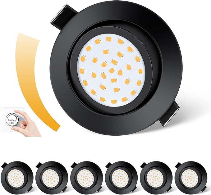 Spoturi LED Dexnump 230V ultraplat, 5W spoturi reglabile, echivalent cu 50W, 600LM IP44, LED pivotant pentru baie, bucatarie, living, tavan, set de 6 (alb cald 2700K)