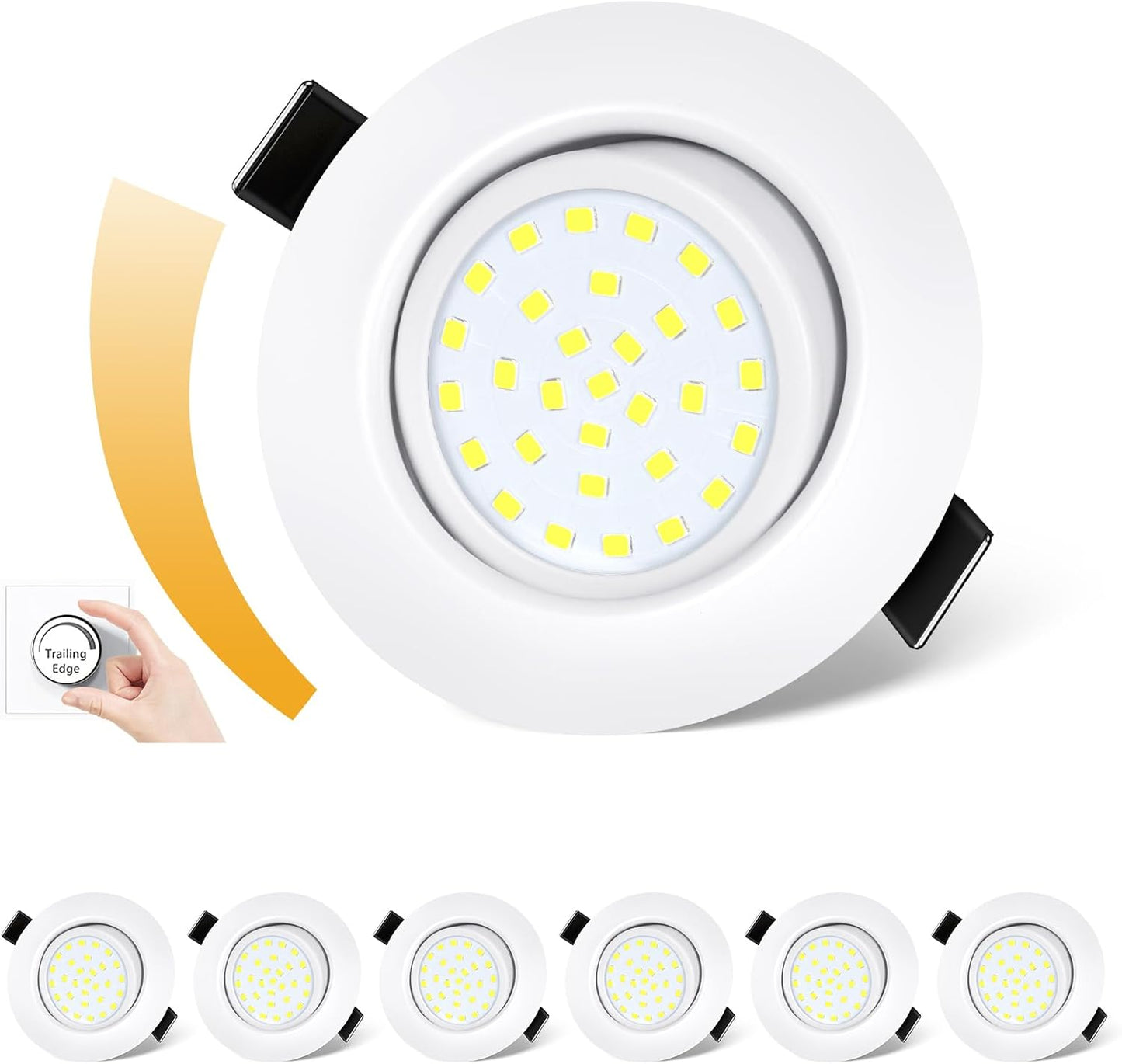 Spoturi LED Dexnump 230V ultraplat, 5W spoturi reglabile, echivalent cu 50W, 600LM IP44, LED pivotant pentru baie, bucatarie, living, tavan, set de 6 (alb cald 2700K)