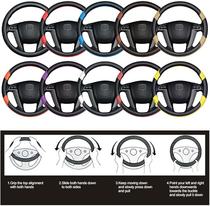 Husa volan, Romanbin, Premium, Fibra de carbon si Piele, Suprafata Antiderapanta, Design Modern, Fixare Sigura, Instalare Usoara, Diametru, 37-38cm