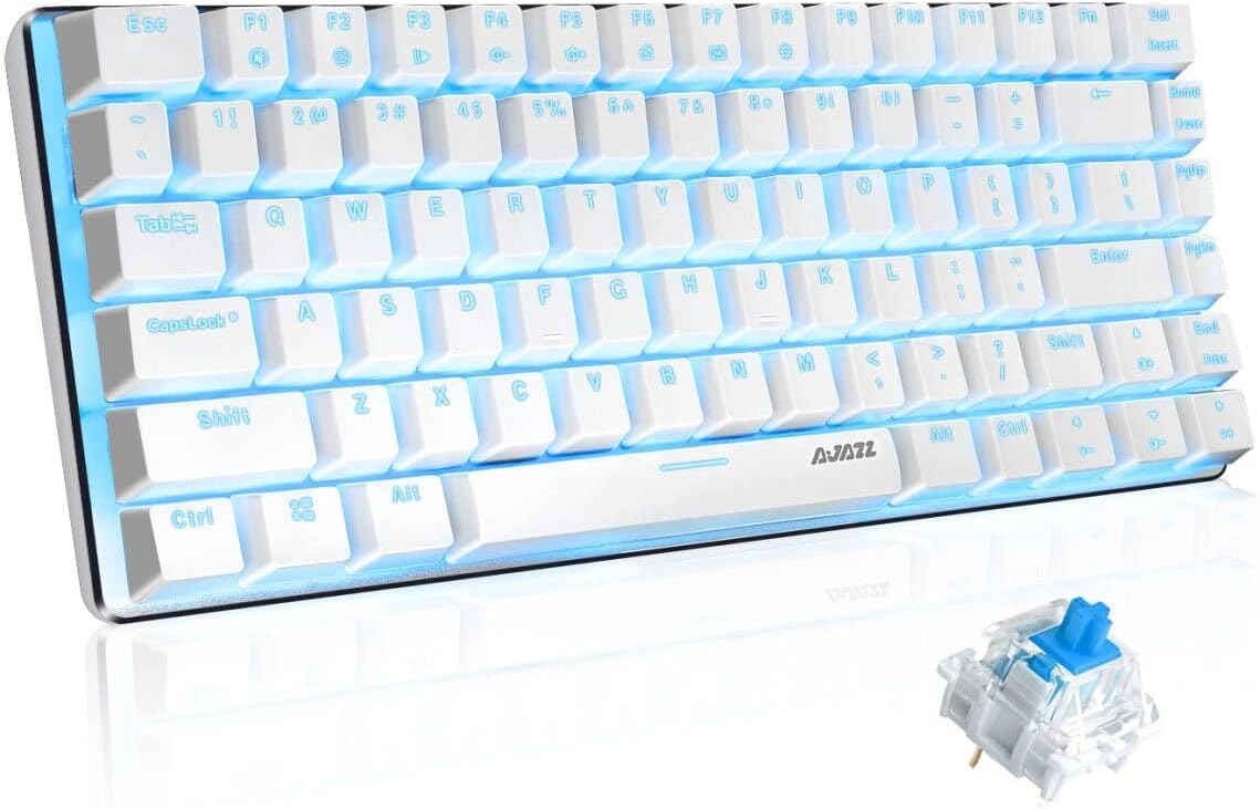 Tastatura mecanica Ajazz AK33, compacta cu 82 de taste, comutator albastru, AK33, comutator albastru