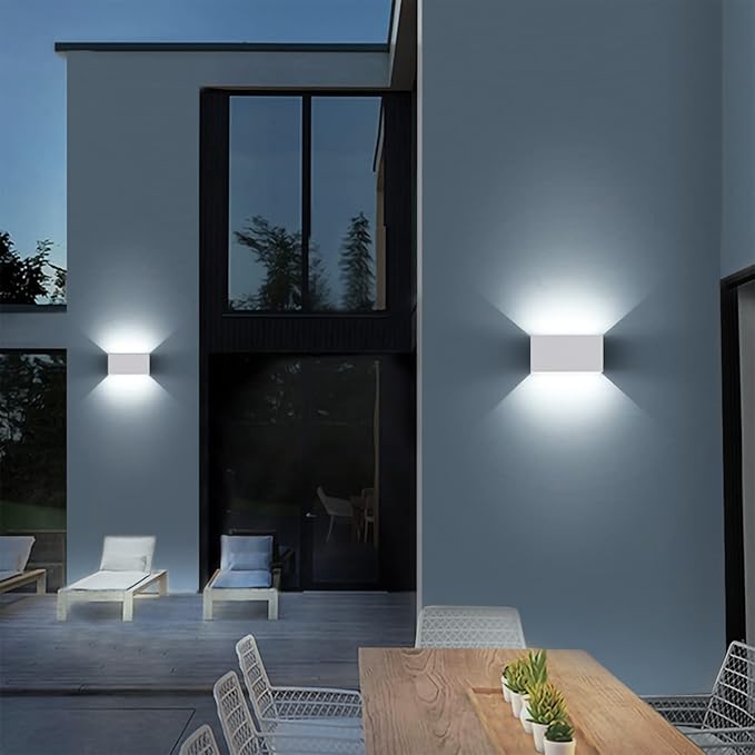 Lampa LED 20W de perete moderna Exterior/Interior, IP65 Aplica LED impermeabil pentru alee, gradina, sufragerie, dormitor, hol, scara (alb/alb rece)
