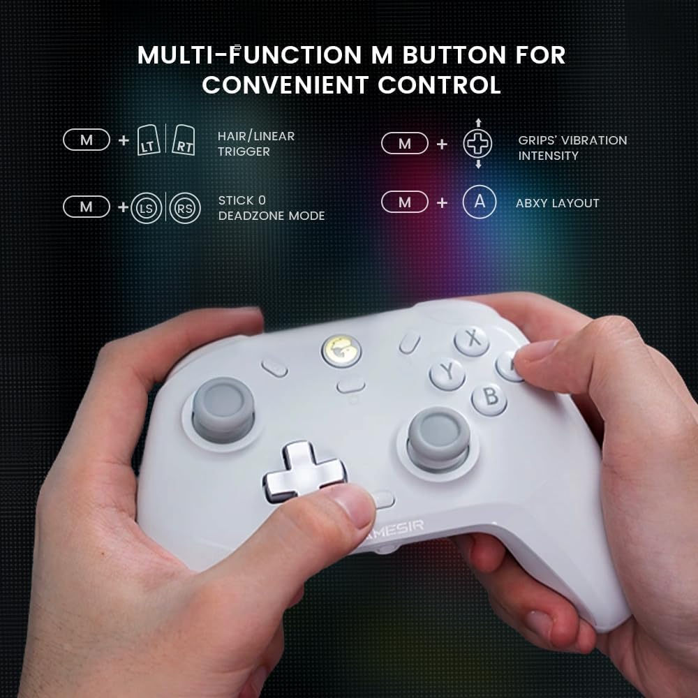 Gamepad wireless pentru PC/Nintendo Switch, GameSir, T4 Cyclone, Alb