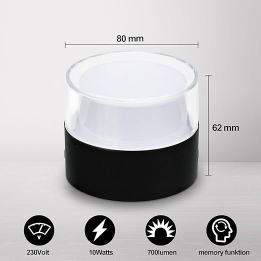 Set 4 spoturi LED montate la suprafata - 12W 1200LM, 100x77mm negru - 3000K alb cald/4000K alb neutru/alb rece 6500K, 230V, YindaLux