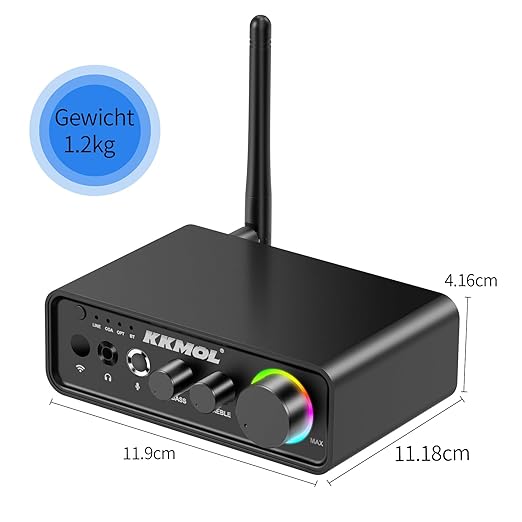 Amplificator HiFi mini, amplificator de putere stereo cu 2 canale, audio 100Wx2 cu Bluetooth 5.3 si cip de amplificare TPA3116, amplificator digital