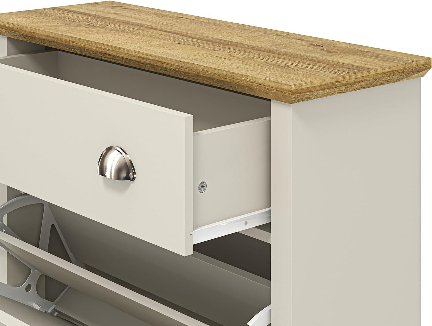 Dulap de pantofi Galano Sofia pentru 12 perechi - Suport de pantofi cu 2 clapete - Montaj ușor, rabatabil îngust pentru pantofi - Mobilier de hol - 28,5 l x 79 l x 108,5 înălțime cm - Gri deschis