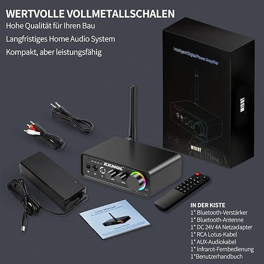 Amplificator HiFi mini, amplificator de putere stereo cu 2 canale, audio 100Wx2 cu Bluetooth 5.3 si cip de amplificare TPA3116, amplificator digital