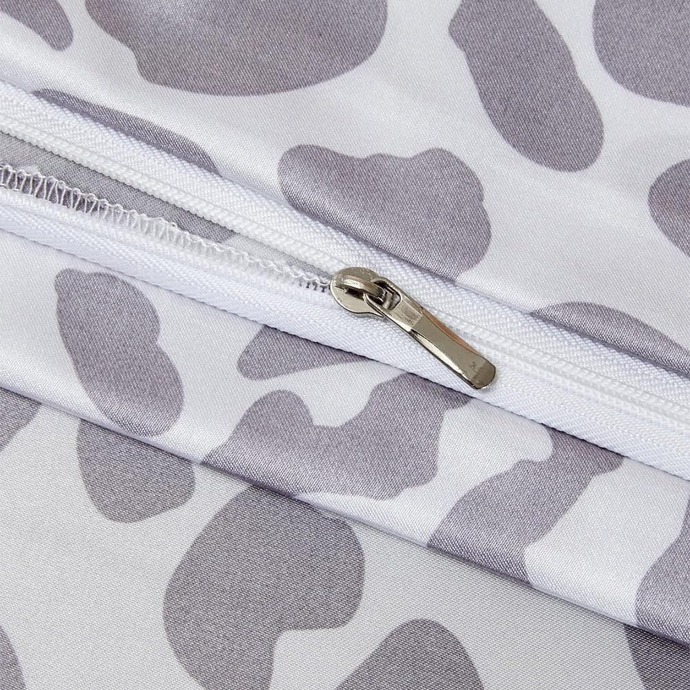 Lenjerie De Pat 200 X 200 Cm, Satin Leopard Strălucitor, Set De 2 Fețe De Pernă 80 X 80 Cm Fermoar