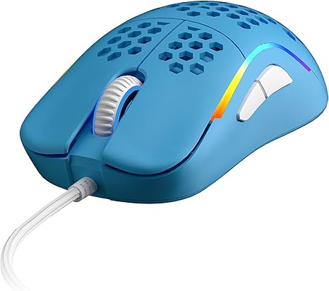 Mouse HK Gaming NAOS M Ultrausor, Structura Honeycomb, Wired RGB, 12 000dpi, 7 Butoane, 59 g, Blue