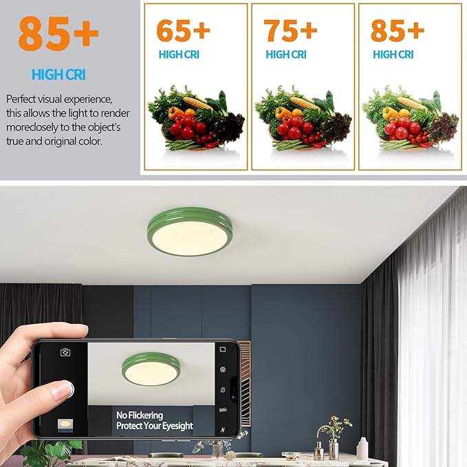 Plafoniera Rotunda Cu Led, 24w, Reglabila, 3000k, 4000k, 6000k, Cald, Rece, Verde, Pentru, Hol, Baie, Living, Bucatarie, Dormitor, 30 Cm