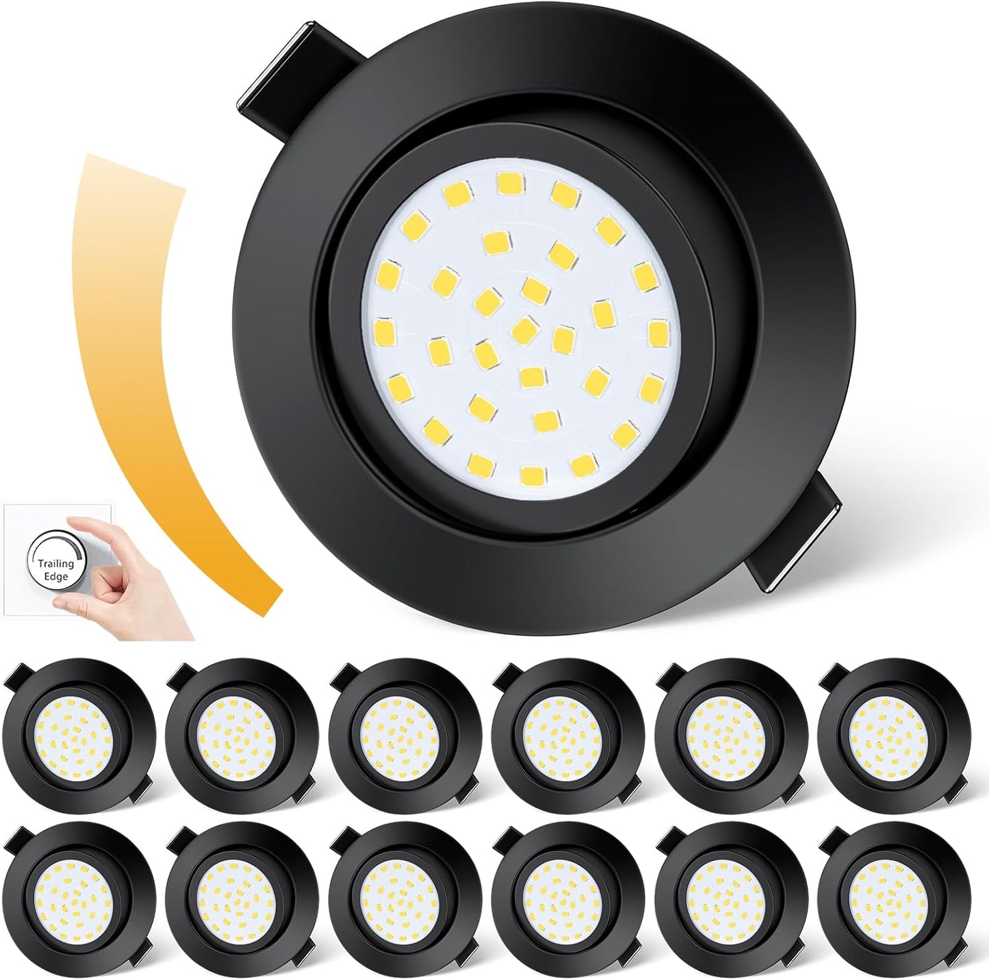 Spoturi LED Dexnump 230V ultraplat, 5W spoturi reglabile, 600LM IP44, LED pivotant pentru baie, bucatarie, living, tavan, set de 12 (alb rece 4000K)