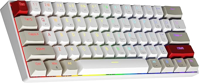 Tastatura mecanica de gaming wireless, iluminare RGB, Bluetooth, conectare cu pana la 3 dispozitive, QWERTY, OUTEMU, cu taste interschimbabile de rezerva, Newmen GM610