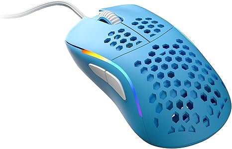 Mouse HK Gaming NAOS M Ultrausor, Structura Honeycomb, Wired RGB, 12 000dpi, 7 Butoane, 59 g, Blue