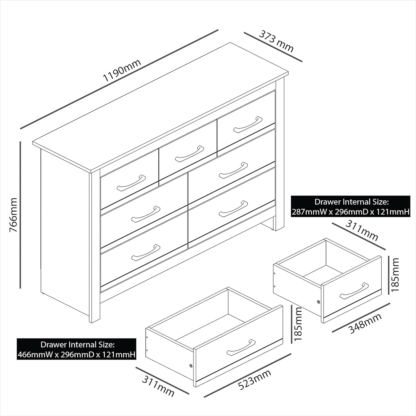 Oferta lunii Comodă Galano Gemstone 7 Organizator modern, dormitor, hol - Gri deschis