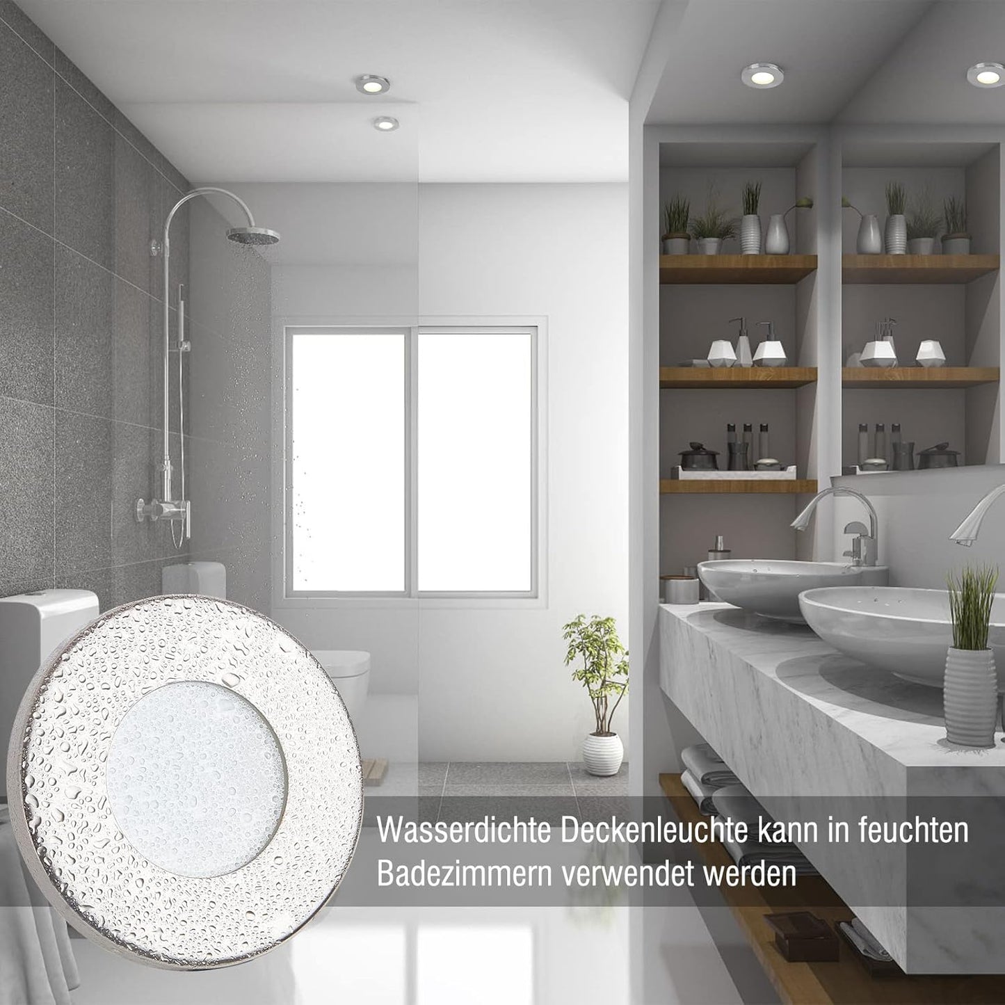 Spot LED incastrat IP44 230V 5W reglabil baie bucatarie hol, alb cald 3000K, set de 1