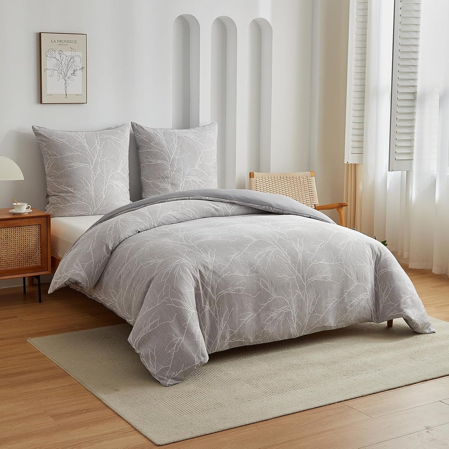 Set lenjerie de pat MR&HM 3 piese – Husa de pilota 200x200 cm si 2 fete de perna 80x80 cm, microfibra ultra-moale, cu fermoar si curele de fixare, pentru toate anotimpurile