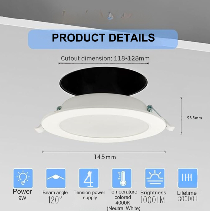 Set de 10 Spot LED incastrat extra plat 230V 9W Alb neutru 3000K Spot 1000 lumeni, Spot cu LED IP44, pentru sufragerie, bucatarie, hol