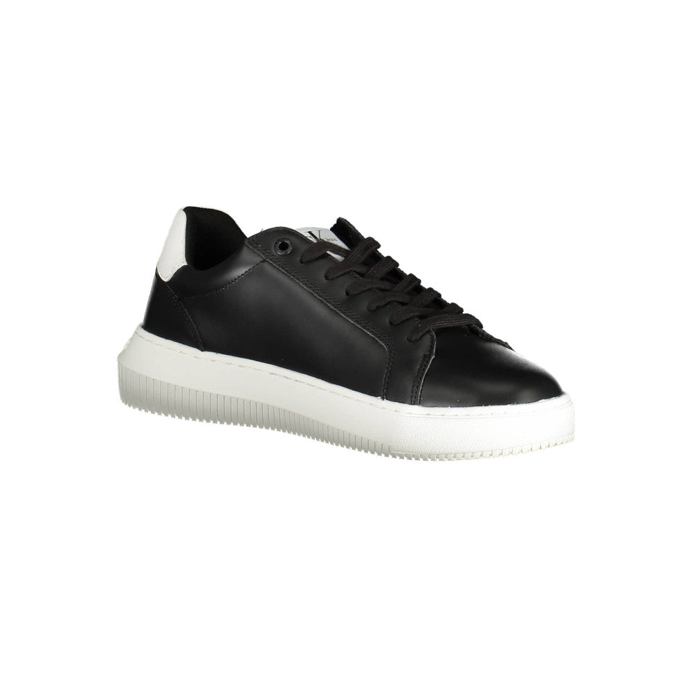 CALVIN KLEIN JEANS, Pantofi sport low-cut de piele cu logo, Negru, 42