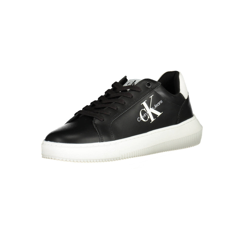 CALVIN KLEIN JEANS, Pantofi sport low-cut de piele cu logo, Negru, 42