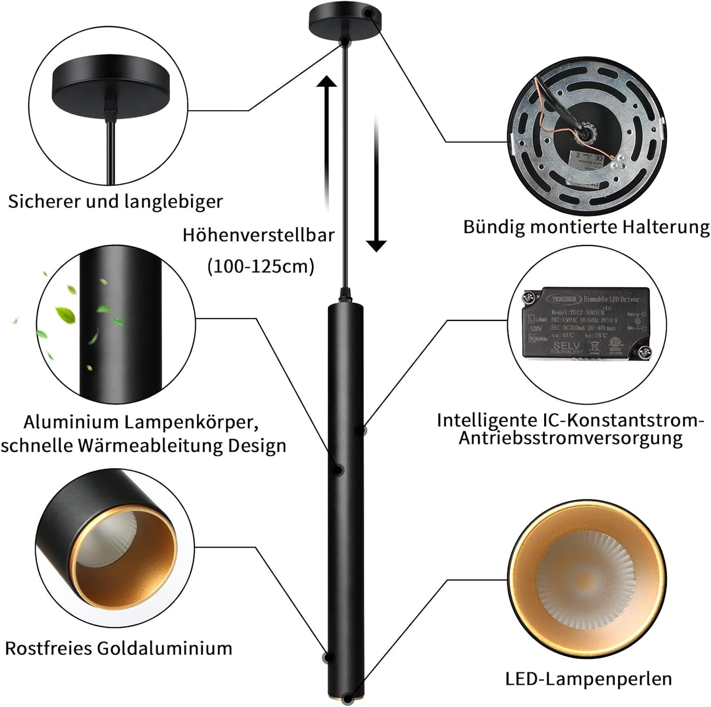 Lumina suspendata moderna,neagră, cu LED minimalistă (negru-1p, 10W)