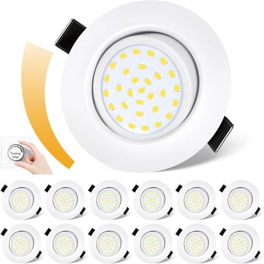 Spoturi LED Dexnump 230V ultraplat, 5W spoturi reglabile, 600LM IP44, LED pivotant pentru baie, bucatarie, living, tavan, set de 12 (alb rece 4000K)