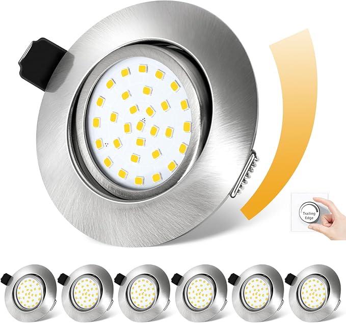 Spoturi LED Dexnump 230V ultraplat, 5W spoturi reglabile, echivalent cu 50W, 600LM IP44, LED pivotant pentru baie, bucatarie, living, tavan, set de 6 (alb cald 2700K)