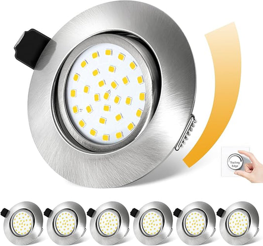 Spoturi LED Dexnump 230V ultraplat, 5W spoturi reglabile, echivalent cu 50W, 600LM IP44, LED pivotant pentru baie, bucatarie, living, tavan, set de 6 (alb cald 2700K)