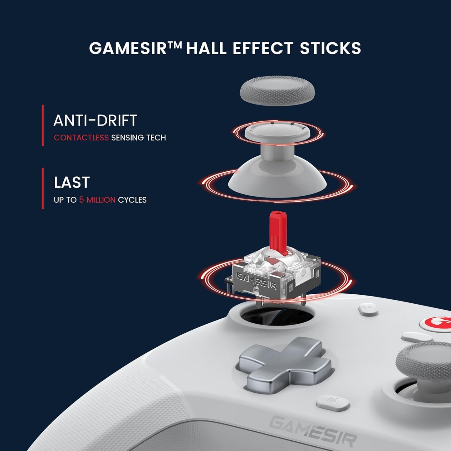 Gamepad wireless pentru PC/Nintendo Switch, GameSir, T4 Cyclone, Alb