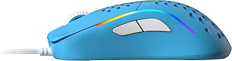 Mouse HK Gaming NAOS M Ultrausor, Structura Honeycomb, Wired RGB, 12 000dpi, 7 Butoane, 59 g, Blue