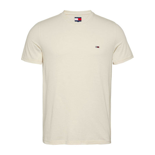 Tommy Jeans, Tricou slim fit din bumbac organic, Bej, L