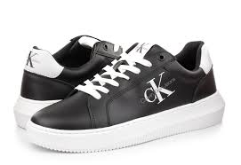 CALVIN KLEIN JEANS, Pantofi sport low-cut de piele cu logo, Negru, 42