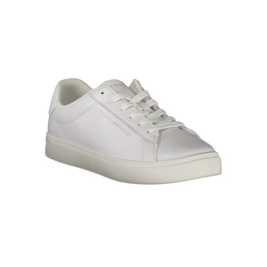 Tommy Hilfiger, Pantofi sport din piele cu garnituri contrastante, Alb optic,