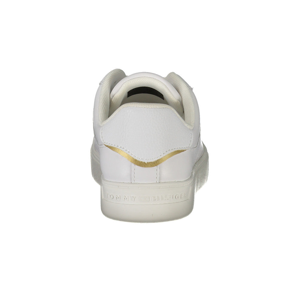 Tommy Hilfiger, Pantofi sport din piele cu garnituri contrastante, Alb optic,